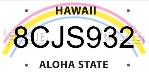 8CJS932 Hawaii License Plate
