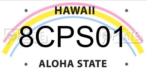 8CPS01 Hawaii License Plate