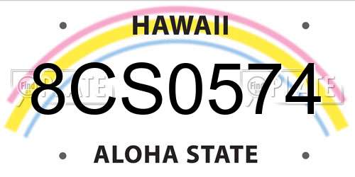 8CS0574 Hawaii License Plate