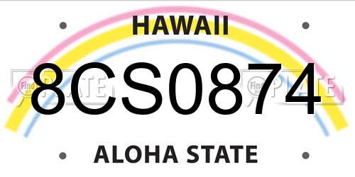 8CS0874 Hawaii License Plate