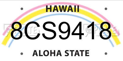 8CS9418 Hawaii License Plate