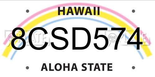 8CSD574 Hawaii License Plate