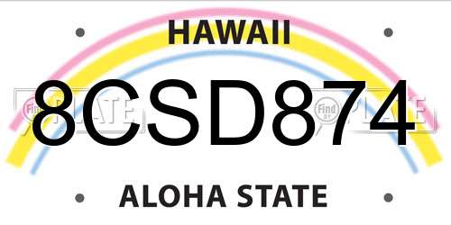 8CSD874 Hawaii License Plate