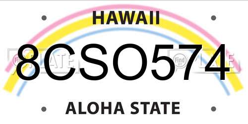 8CSO574 Hawaii License Plate