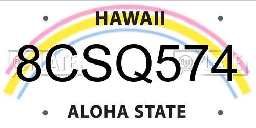 8CSQ574 Hawaii License Plate