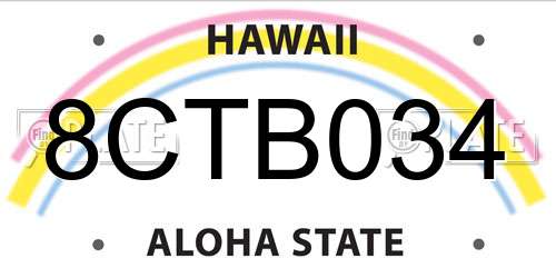 8CTB034 Hawaii License Plate