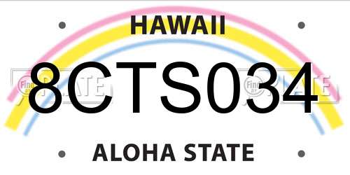8CTS034 Hawaii License Plate