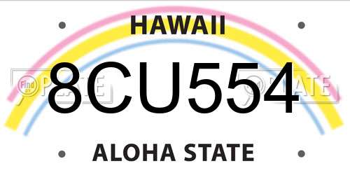 8CU554 Hawaii License Plate