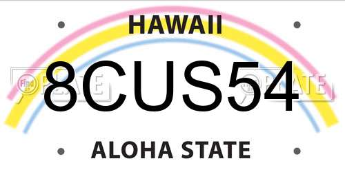 8CUS54 Hawaii License Plate