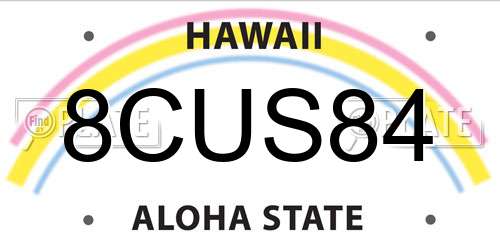 8CUS84 Hawaii License Plate