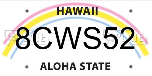 8CWS52 Hawaii License Plate