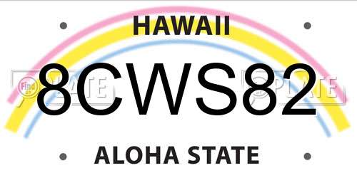 8CWS82 Hawaii License Plate