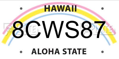 8CWS87 Hawaii License Plate
