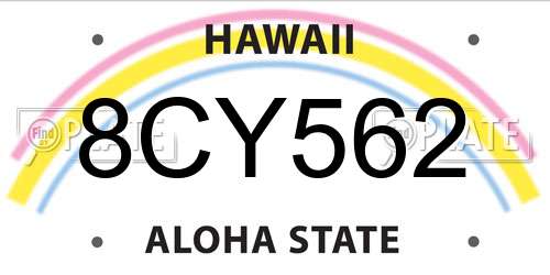 8CY562 Hawaii License Plate