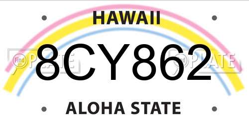 8CY862 Hawaii License Plate