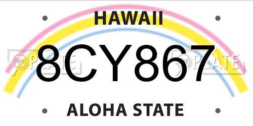 8CY867 Hawaii License Plate