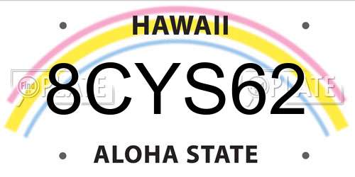 8CYS62 Hawaii License Plate