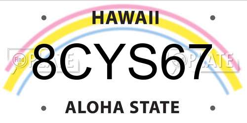 8CYS67 Hawaii License Plate