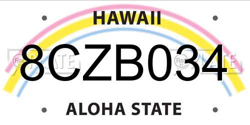 8CZB034 Hawaii License Plate