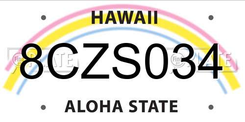 8CZS034 Hawaii License Plate