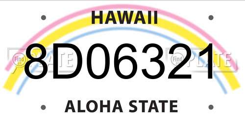 8D06321 Hawaii License Plate