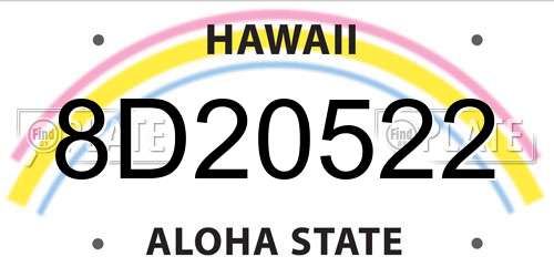 8D20522 Hawaii License Plate