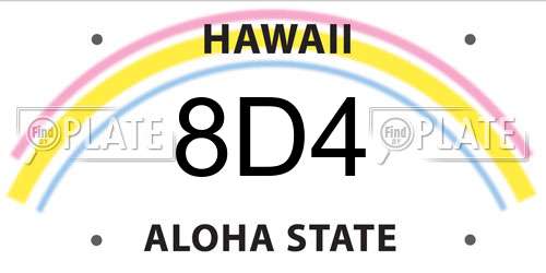 8D4 Hawaii License Plate