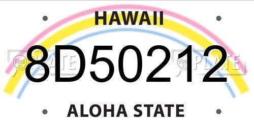 8D50212 Hawaii License Plate