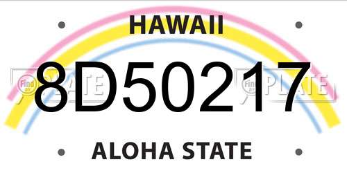 8D50217 Hawaii License Plate