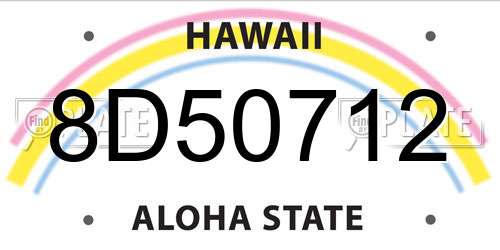 8D50712 Hawaii License Plate