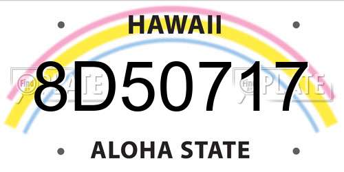 8D50717 Hawaii License Plate