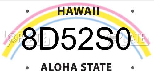 8D52S0 Hawaii License Plate