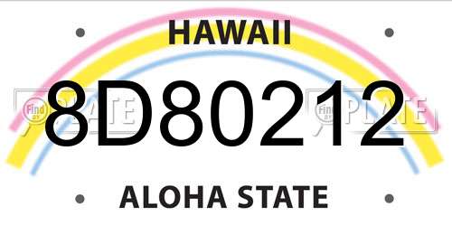 8D80212 Hawaii License Plate