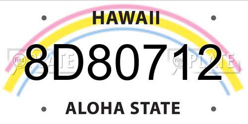 8D80712 Hawaii License Plate