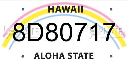 8D80717 Hawaii License Plate