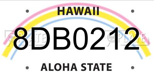 8DB0212 Hawaii License Plate