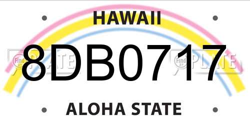 8DB0717 Hawaii License Plate