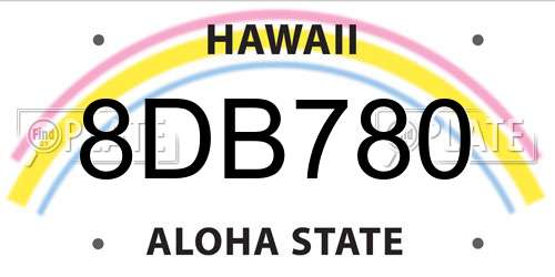 8DB780 Hawaii License Plate