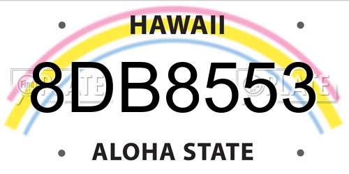 8DB8553 Hawaii License Plate