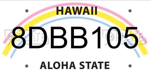 8DBB105 Hawaii License Plate