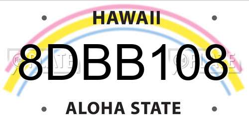8DBB108 Hawaii License Plate