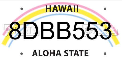 8DBB553 Hawaii License Plate