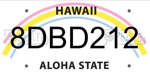 8DBD212 Hawaii License Plate