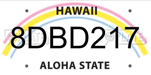8DBD217 Hawaii License Plate