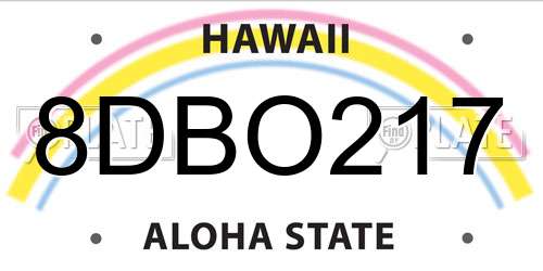8DBO217 Hawaii License Plate