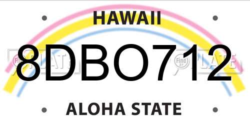 8DBO712 Hawaii License Plate