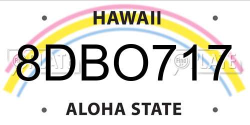 8DBO717 Hawaii License Plate