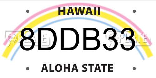 8DDB33 Hawaii License Plate