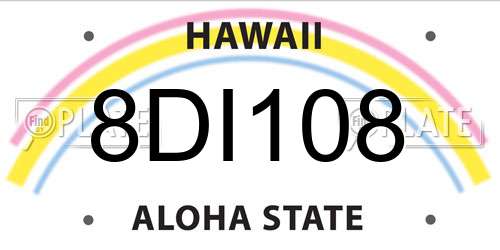 8DI108 Hawaii License Plate