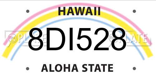 8DI528 Hawaii License Plate